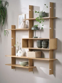 Online KARLEBYMueble pared KARLEBY 6 estantes regulables color roble cálid Baldas|Baldas