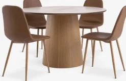 Sale KLIPLEV + JONSTRUPMesa KLIPLEV Ø120 roble natural + 4 sillas JONSTRUP marrón Mesas De Comedor|Conjuntos De Comedor