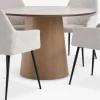 New KLIPLEV + PURHUSMesa KLIPLEV Ø120 roble natural+4 sillas PURHUS blanco crudo Mesas De Comedor|Conjuntos De Comedor