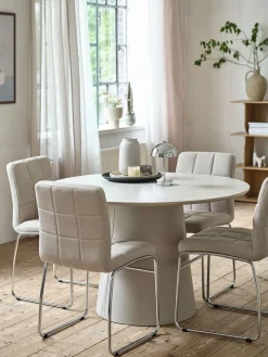 Outlet KLIPLEVMesa de comedor KLIPLEV Ø120 color travertino/beis Mesas De Comedor