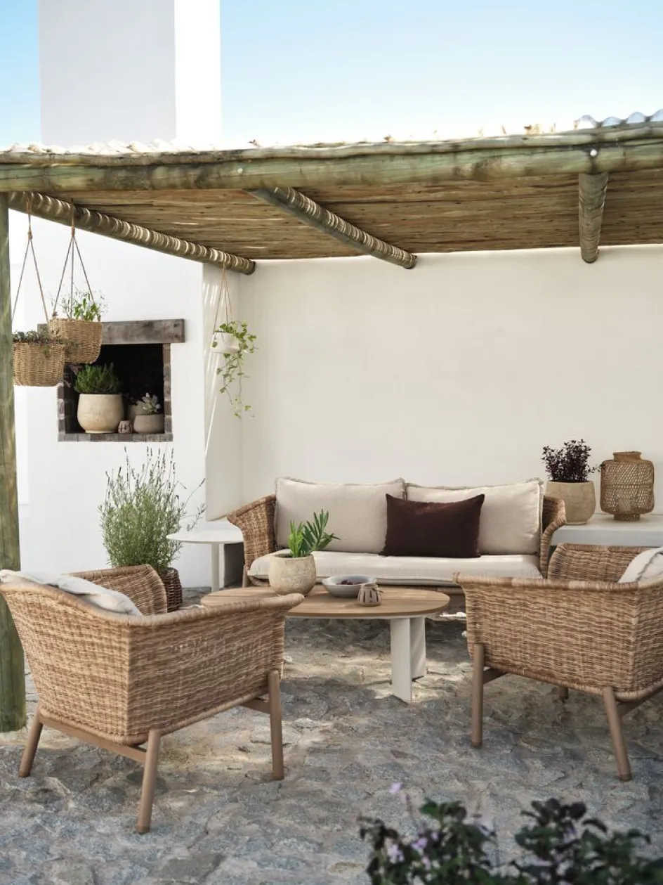 Outlet KOEPINGConjunto muebles jardín KOEPING 4,5 plazas natural Conjuntos Mesa Y Sillas De Jardín|Muebles De Jardín