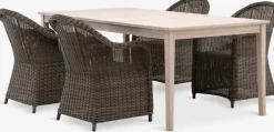 New KOLLEN + GAMMELBYMesa KOLLEN L205 madera dura + 4 sillas GAMMELBY gris Conjuntos Mesa Y Sillas De Jardín