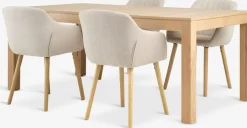 Clearance KORSKRO + ADSLEVMesa KORSKRO L200/326 roble natural + 4 sillas ADSLEV beis Mesas De Comedor|Conjuntos De Comedor