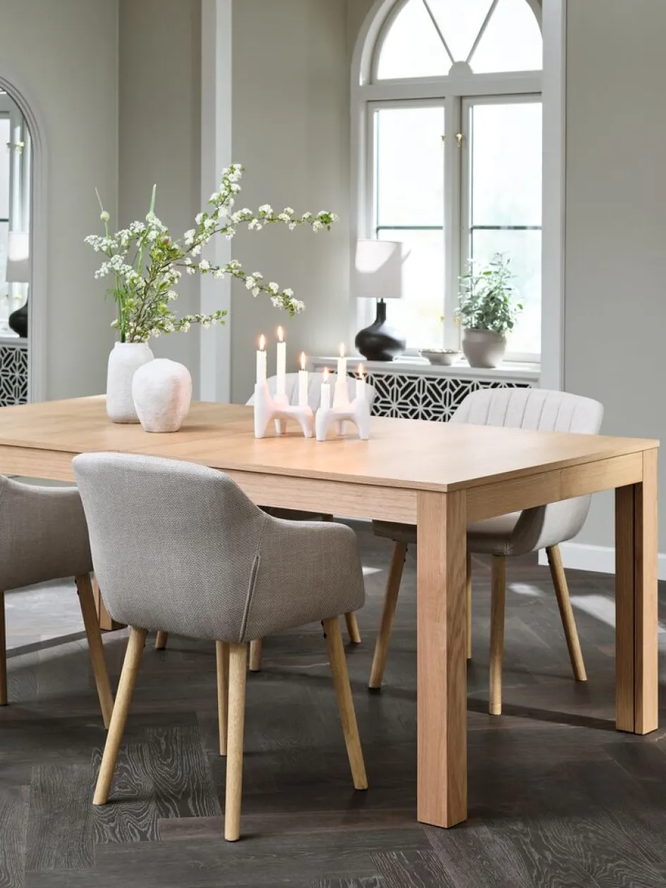 Clearance KORSKRO + ADSLEVMesa KORSKRO L200/326 roble natural + 4 sillas ADSLEV beis Mesas De Comedor|Conjuntos De Comedor
