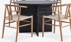 Best KRONDAL + GUDERUPMesa KRONDAL Ø110 mármol + 4 sillas GUDERUP roble/natural Mesas De Comedor|Conjuntos De Comedor