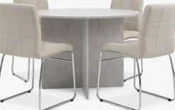 Best KRONDAL + HAMMELMesa KRONDAL Ø110 travertino + 4 sillas HAMMEL beis Mesas De Comedor|Conjuntos De Comedor