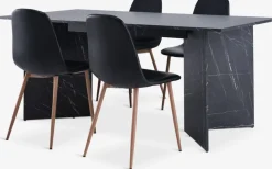 Best KRONDAL + JONSTRUPMesa KRONDAL L180 mármol + 4 sillas JONSTRUP negro Mesas De Comedor|Conjuntos De Comedor
