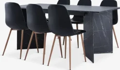 Best KRONDAL + JONSTRUPMesa KRONDAL L180 mármol + 4 sillas JONSTRUP negro Mesas De Comedor|Conjuntos De Comedor