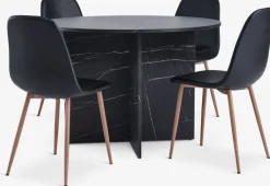 KRONDAL + JONSTRUPMesa KRONDAL Ø110 mármol + 4 sillas JONSTRUP negro Mesas De Comedor|Conjuntos De Comedor