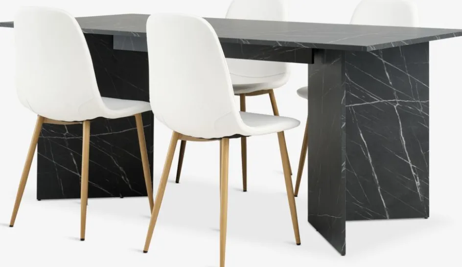 Discount KRONDAL + JONSTRUPMesa KRONDAL L180 mármol + 4 sillas JONSTRUP blanco Mesas De Comedor|Conjuntos De Comedor