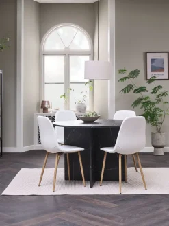 Best KRONDAL + JONSTRUPMesa KRONDAL Ø110 mármol + 4 sillas JONSTRUP blanco Mesas De Comedor|Conjuntos De Comedor