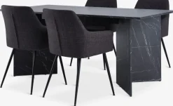 Sale KRONDAL + PURHUSMesa KRONDAL L180 mármol + 4 sillas PURHUS gris/negro Mesas De Comedor|Conjuntos De Comedor