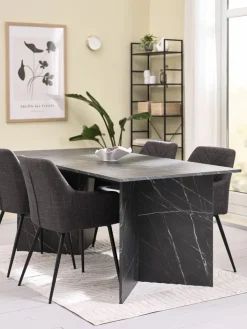Sale KRONDAL + PURHUSMesa KRONDAL L180 mármol + 4 sillas PURHUS gris/negro Mesas De Comedor|Conjuntos De Comedor