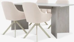 New KRONDAL + ROSTRUPMesa KRONDAL L180 travertino + 4 sillas ROSTRUP beis Mesas De Comedor|Conjuntos De Comedor