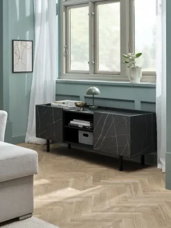 Sale KRONDALMueble TV KRONDAL 2 puertas color mármol/negro Muebles De TV