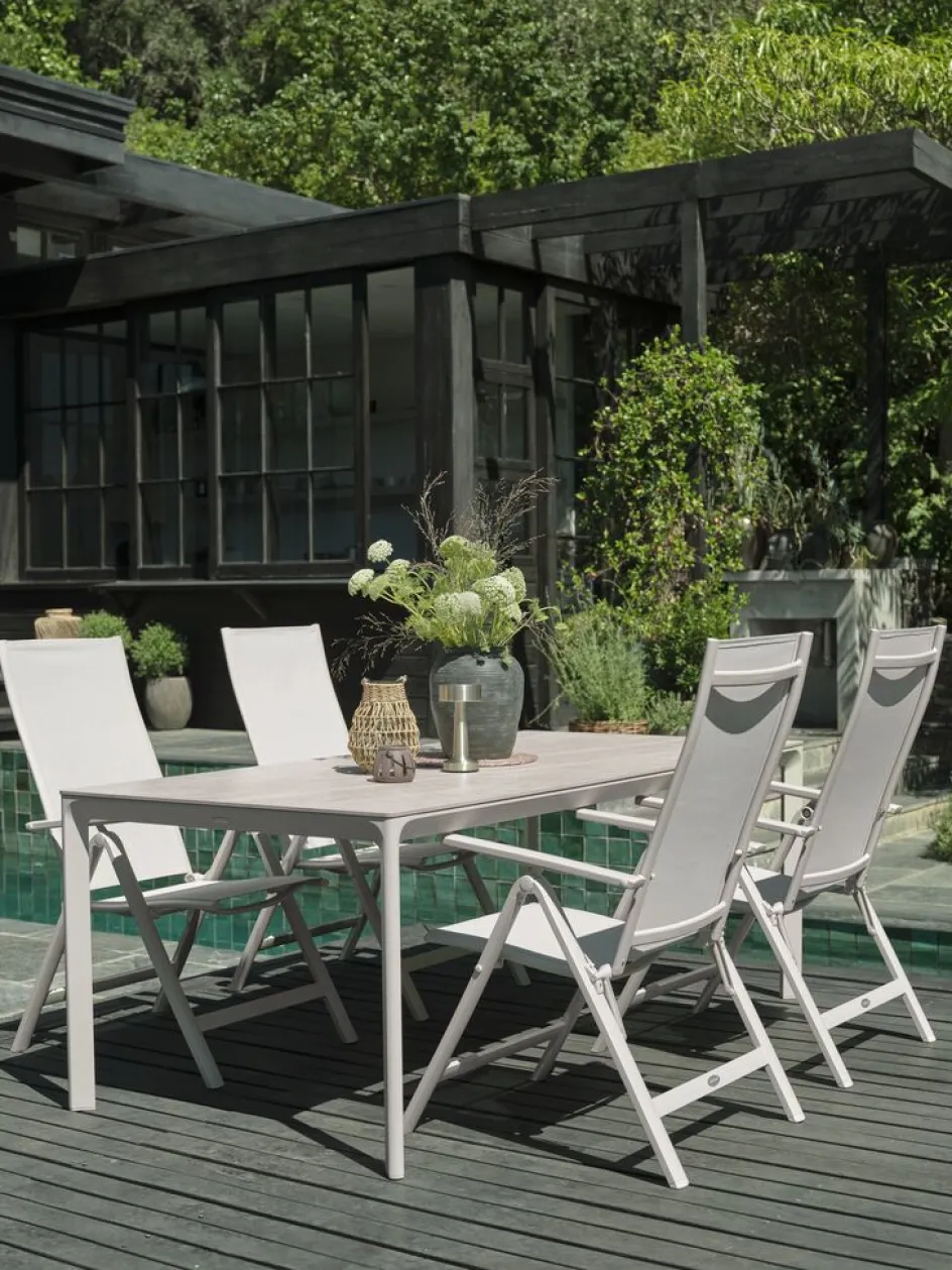 Hot KUMLA + LOMMAMesa KUMLA L200 + 4 sillas LOMMA beis Conjuntos Mesa Y Sillas De Jardín