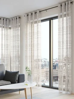 Online LANGELANDCortina LANGELAND 1x140x300 aspecto lino beis Cortinas Traslúcidas