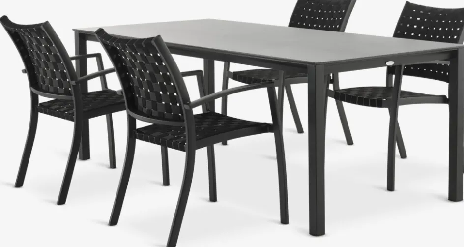 Discount LANGET + GLOMFJORDMesa LANGET L207 + 4 sillas GLOMFJORD negro Conjuntos Mesa Y Sillas De Jardín