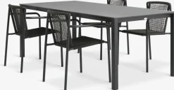 Sale LANGET + KRISTIANSTADMesa LANGET L207 negro + 4 sillas KRISTIANSTAD verde Conjuntos Mesa Y Sillas De Jardín