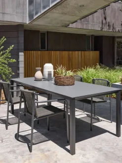 Sale LANGET + KRISTIANSTADMesa LANGET L207 negro + 4 sillas KRISTIANSTAD verde Conjuntos Mesa Y Sillas De Jardín