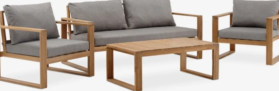 Hot LILLEHOLMConjunto muebles jardín LILLEHOLM 4,5 plazas teca Conjuntos Mesa Y Sillas De Jardín|Muebles De Jardín