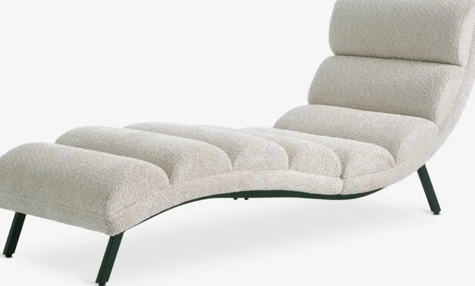 New LINDELSESillón chaise longue LINDELSE felpa beis/negro Divanes Cama
