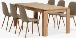 Outlet LINTRUP + BISTRUPMesa LINTRUP L190/280 roble salvaje + 4 sillas BISTRUP arena Mesas De Comedor|Conjuntos De Comedor