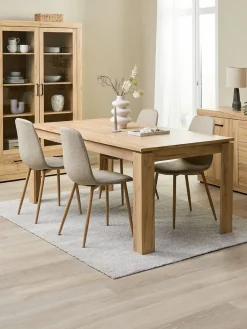 Outlet LINTRUP + BISTRUPMesa LINTRUP L190/280 roble salvaje + 4 sillas BISTRUP arena Mesas De Comedor|Conjuntos De Comedor