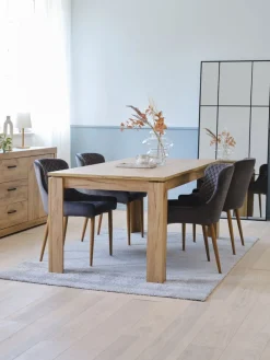Discount LINTRUP + PEBRINGEMesa LINTRUP L190/280 roble salvaje + 4 sillas PEBRINGE gris Mesas De Comedor|Conjuntos De Comedor