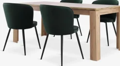 Clearance LINTRUP + RISSKOVMesa LINTRUP L190/280 roble + 4 RISSKOV terciopelo verde Mesas De Comedor|Conjuntos De Comedor