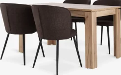 Discount LINTRUP + RISSKOVMesa LINTRUP L140 roble + 4 sillas RISSKOV marrón oscuro Mesas De Comedor|Conjuntos De Comedor