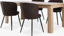 LINTRUP + RISSKOVMesa LINTRUP L190/280 roble salvaje +4 sillas RISSKOV marrón Mesas De Comedor|Conjuntos De Comedor