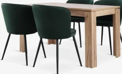 Discount LINTRUP + RISSKOVMesa LINTRUP L140 roble salvaje + 4 RISSKOV terciopelo verde Mesas De Comedor|Conjuntos De Comedor