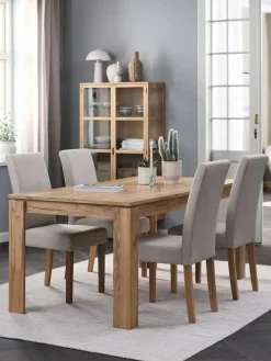 Outlet LINTRUP + TUREBYMesa LINTRUP L190/280 roble salvaje + 4 sillas TUREBY beis Mesas De Comedor|Conjuntos De Comedor