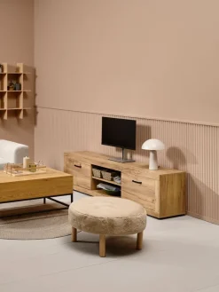 New LINTRUPMueble TV LINTRUP 2 puertas color roble salvaje natural Muebles De TV