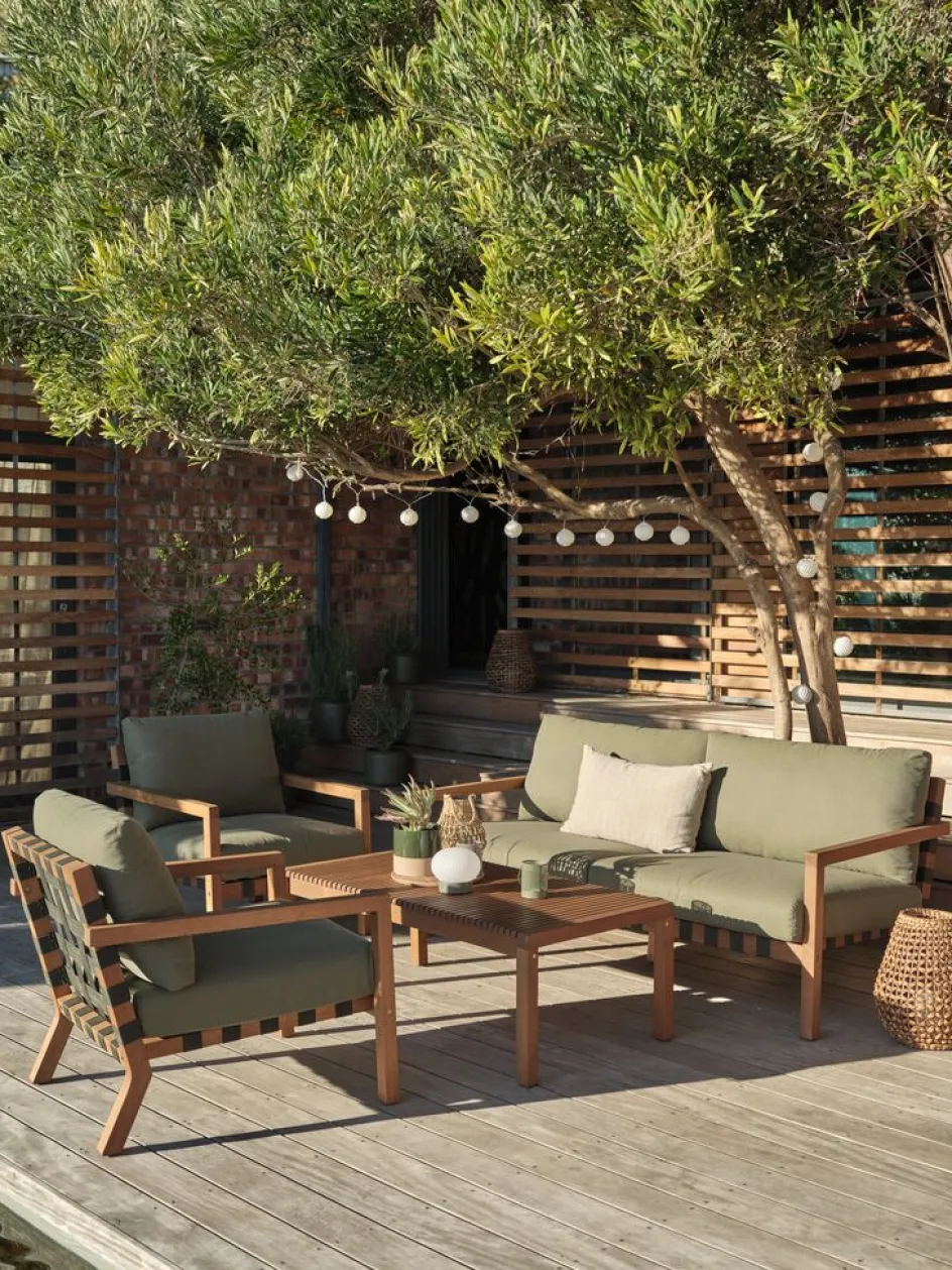 Outlet LITSBACKENConjunto muebles jardín LITSBACKEN 4,5 plazas madera dura Conjuntos Mesa Y Sillas De Jardín|Muebles De Jardín