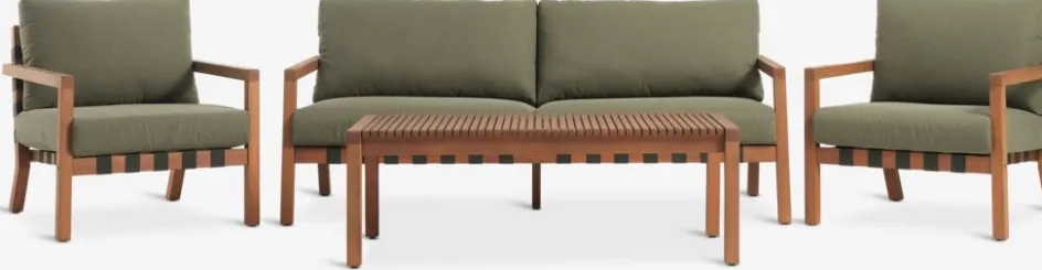 Outlet LITSBACKENConjunto muebles jardín LITSBACKEN 4,5 plazas madera dura Conjuntos Mesa Y Sillas De Jardín|Muebles De Jardín