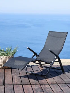 LOMMATumbona plegable LOMMA A63xL130 negro Muebles De Jardín|Tumbonas