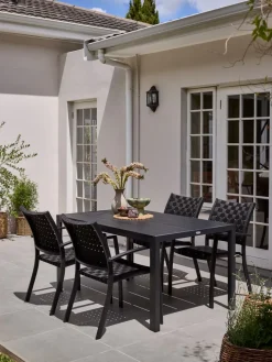 Sale MADERUP + GLOMFJORDMesa MADERUP L150 + 4 sillas GLOMFJORD negro Conjuntos Mesa Y Sillas De Jardín