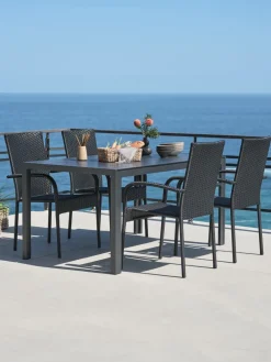 Discount MADERUP + GUDHJEMMesa MADERUP L150 + 4 sillas GUDHJEM negro Conjuntos Mesa Y Sillas De Jardín