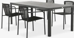 MADERUP + KRISTIANSTADMesa MADERUP L205 negro + 4 sillas KRISTIANSTAD verde Conjuntos Mesa Y Sillas De Jardín