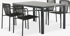 Hot MADERUP + KRISTIANSTADMesa MADERUP L150 negro + 4 sillas KRISTIANSTAD verde Conjuntos Mesa Y Sillas De Jardín