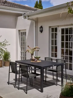 Hot MADERUP + KRISTIANSTADMesa MADERUP L150 negro + 4 sillas KRISTIANSTAD verde Conjuntos Mesa Y Sillas De Jardín
