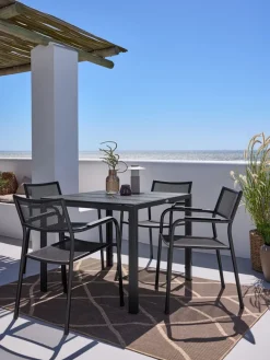 Outlet MADERUP + KRISTIANSTADMesa MADERUP L90 negro + 4 sillas KRISTIANSTAD verde Conjuntos Mesa Y Sillas De Jardín