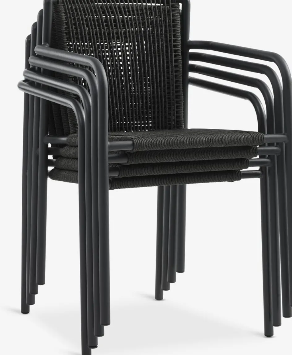 Outlet MADERUP + KRISTIANSTADMesa MADERUP L90 negro + 4 sillas KRISTIANSTAD verde Conjuntos Mesa Y Sillas De Jardín
