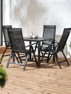 Outlet MADERUP + LOMMAMesa MADERUP L90 + 4 sillas LOMMA negro Conjuntos Mesa Y Sillas De Jardín