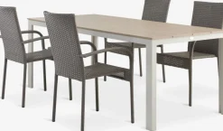 Hot MARIELYST + GUDHJEMMesa MARIELYST L205 beis + 4 sillas GUDHJEM natural Conjuntos Mesa Y Sillas De Jardín