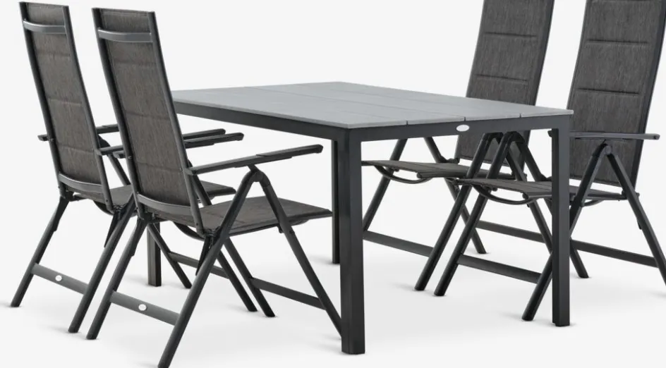 New MARIELYST + MYSENMesa MARIELYST L150 + 4 sillas MYSEN gris Conjuntos Mesa Y Sillas De Jardín