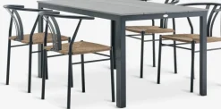 Sale MARIELYST + TAGMARKMesa MARIELYST L150 gris + 4 sillas TAGMARK negro Conjuntos Mesa Y Sillas De Jardín