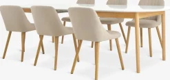 Clearance MARSTRAND + ADSLEVMesa MARSTRAND L200/280 blanco + 4 sillas ADSLEV beis Mesas De Comedor|Conjuntos De Comedor